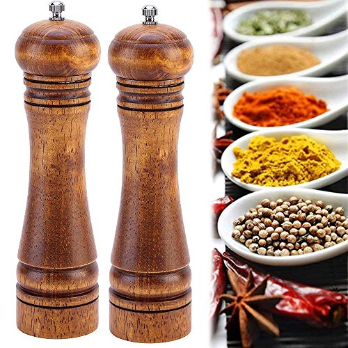 CCRTC Pepper Grinders Molino de Sal Molinillo de Pimienta Manual Molinillo de Especias de Roble Natural con Núcleo de Cerámica para Sal Pimienta Mijo Comino10 Inch