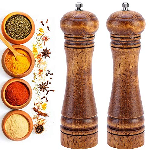 CCRTC Pepper Grinders, Molino de Sal, Salt Shakers, Molinillo de Especias de Roble Natural, con Núcleo de Cerámica, para Sal Pimienta, Mijo, Comino10 Inch