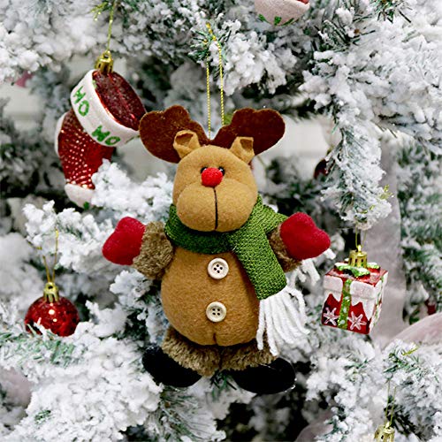 CDJX Adornos de Peluche de árbol de Navidad,6 Piezas 8 Pulgadas Decoración Colgante de Navidad Papá Noel Muñeco de Nieve Muñeca de Reno para árbol de Navidad,Colgante de árbol de Navidad