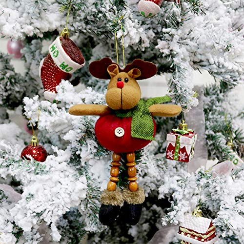 CDJX Adornos de Peluche de árbol de Navidad,6 Piezas 8 Pulgadas Decoración Colgante de Navidad Papá Noel Muñeco de Nieve Muñeca de Reno para árbol de Navidad,Colgante de árbol de Navidad