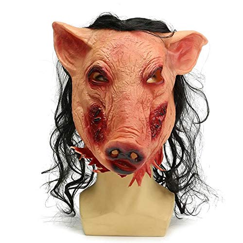 CDKJ Máscara de Halloween Cerdo Cabeza en Forma de máscara con la máscara de Animal de Pelo Horrible Cosplay Traje de Mascarada de látex