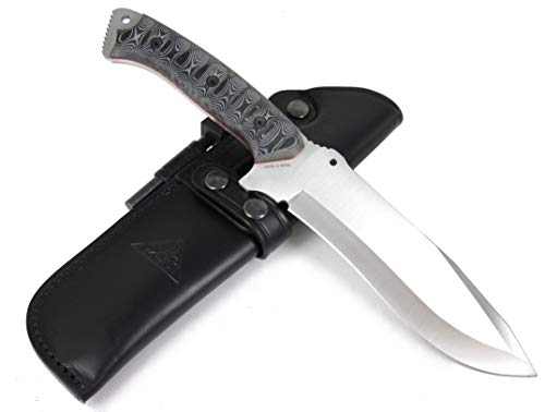 CDS-Survival EXPLORER - Cuchillo supervivencia caza monte bushcraft camping outdoor campo - Funda de piel con pedernal - Acero MOVA 58 - Fabricado en España