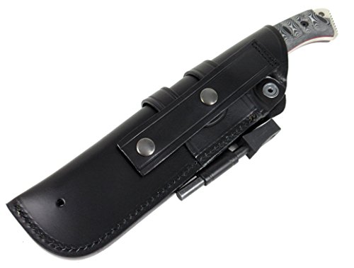 CDS-Survival EXPLORER - Cuchillo supervivencia caza monte bushcraft camping outdoor campo - Funda de piel con pedernal - Acero MOVA 58 - Fabricado en España