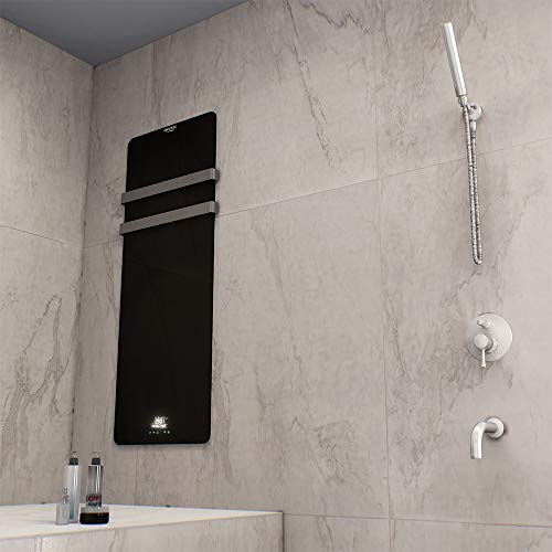 Cecotec Toallero eléctrico de Cristal Ready Warm 9880 Crystal Towel. 850W, Doble Colgador de Acero Inoxidable, Mando a Distancia, Pantalla LED, Temporizador, Protección IP24.