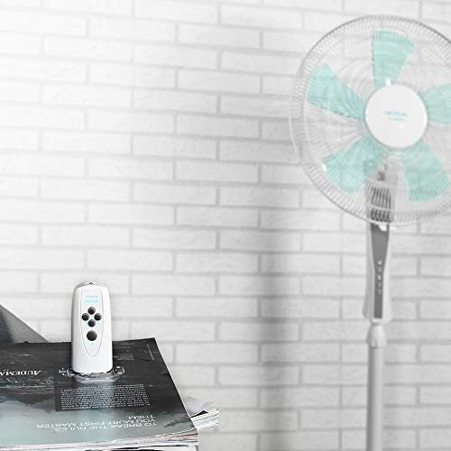 Cecotec Ventilador de Suelo EnergySilence 530 Power Connected White. 5 Aspas de 12" (30cm) de Di‡Metro, 3 Velocidades, Motor de Cobre, Rejilla Rotatoria, Mando a Distancia, Temporizador de 2h, 50W