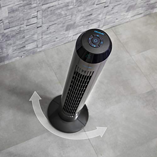 Cecotec Ventilador de Torre EnergySilence 8190 Skyline Ionic. 33'' (84cm) de Altura, Oscilante, Motor de Cobre, 3 Velocidades, Temporizador 8 Horas, Mando a Distancia, 60W