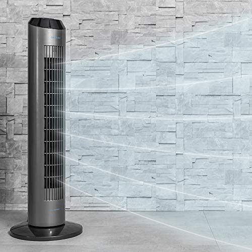 Cecotec Ventilador de Torre EnergySilence 8190 Skyline Ionic. 33'' (84cm) de Altura, Oscilante, Motor de Cobre, 3 Velocidades, Temporizador 8 Horas, Mando a Distancia, 60W