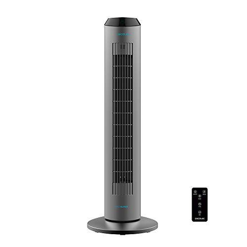 Cecotec Ventilador de Torre EnergySilence 8190 Skyline Ionic. 33'' (84cm) de Altura, Oscilante, Motor de Cobre, 3 Velocidades, Temporizador 8 Horas, Mando a Distancia, 60W