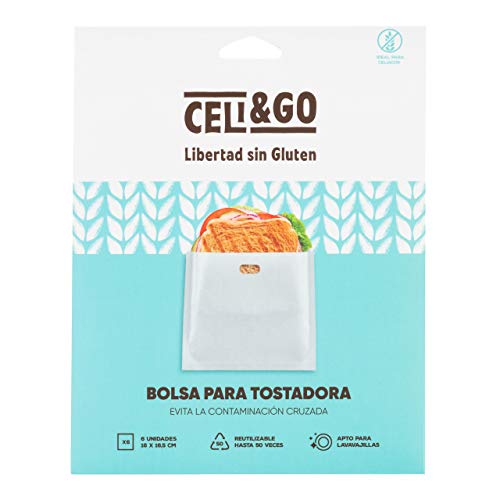 CELI&GO Bolsa para Tostadora - Pack de 6 Bolsas para Tostar Antiadherentes, Reutilizables, Lavables, Libres de PFOA, Evita la Contaminación Cruzada - Tamaño Sandwich 16 x 16,5 cm