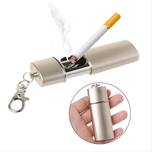 Cenicero SFBBAO Mini portátil cenicero de Bolsillo Llavero Moda Ambiental Fumar Accesorios para la Venta 7.9 * 3 * 1.7cm Plata