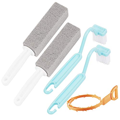 Cepillo para Inodoro con Piedra Pómez CHIFOOM 5PCS Kit de Limpieza para Inodoros Domésticos Herramienta para Limpieza de Tuberías, Suciedad y Cabello Fuertes y Limpios, para Desagües