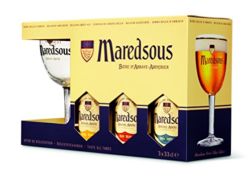 Cerveza Maredsous Pack Promocional De 3 Botellas De 33Cl (2 Blond+1Bruin). + Copa