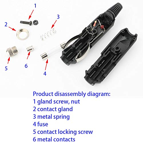 CESFONJER 4 Pack Mechero Conector, Conector de Mechero de Coche, 5A 12 V 24 V Adaptador con Luces LED Macho a Conector con Fusible Diodo Indicador