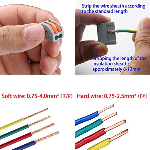 CESFONJER Terminales Conectores Reutilizables de conectores de tuercas de patillas Conectores de cables compactos de 50 piezas 2 orificios (20 piezas), 3 orificios (20 piezas), 5 orificios (10 piezas)