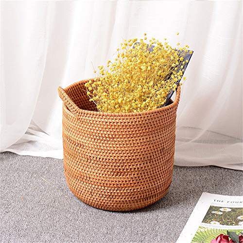 Cesta de almacenamiento de mimbre natural Cesta de lavadero Tiesto cesta tejida almacenaje de la rota Snack-caramelo de la joyería Abarrotes Nursery almacenamiento papeleras juego de 3 canasta de alma