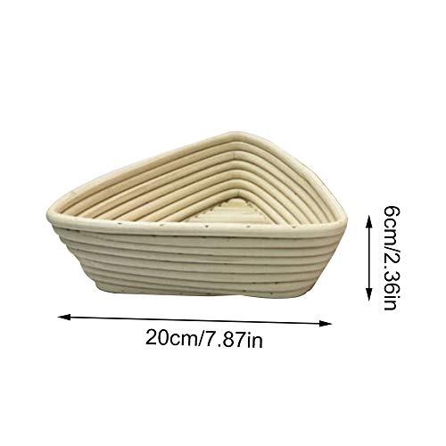Cesta de prueba de masa para pan triángulo de ratán natural para probar masa de pan con paño para hornear y cubitera para cocineros panaderos 20x20cm beige