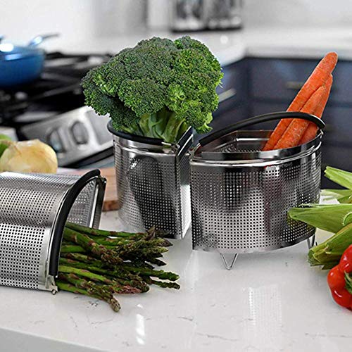 Cesta de vapor dividida de 3 piezas de acero inoxidable, olla a presión de 20 cm para accesorios de olla instantánea Ninja Foodi Otras ollas Mullti, colador Inserto puede cocinar 3 en 1