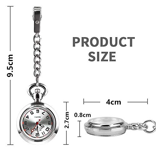 CestMall Reloj Bolsillo Enfermera de Enfermera Reloj con Clip Fob Reloj de Bolsillo Médico Paramédico Reloj de Cuarzo Enfermeras Reloj con Clip Reloj con Clip