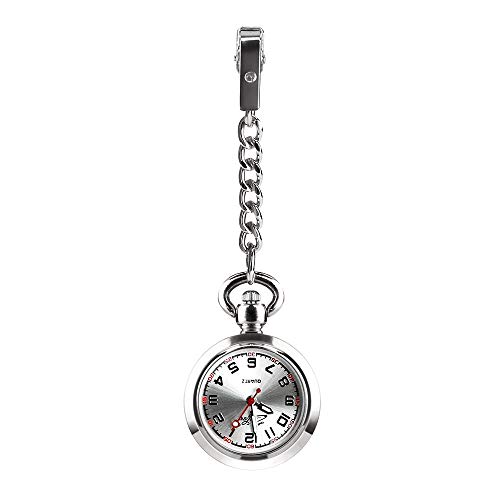 CestMall Reloj Bolsillo Enfermera de Enfermera Reloj con Clip Fob Reloj de Bolsillo Médico Paramédico Reloj de Cuarzo Enfermeras Reloj con Clip Reloj con Clip