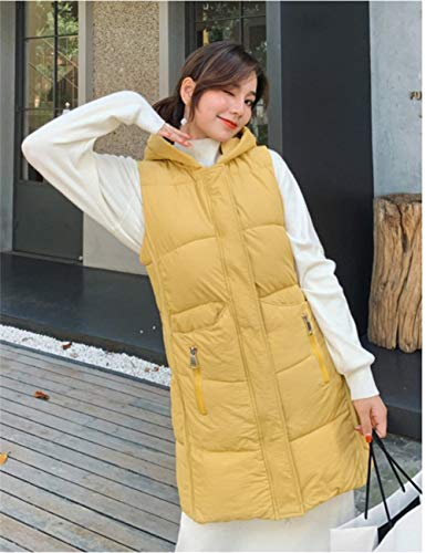 Chaleco De Mujer De Plumón Ligero,Chaqueta De Algodón De Plumón Amarillo para Mujer Ultraligera Chaleco Sin Mangas Delgado De Longitud Media para Invierno Chaqueta De Plumón De Pez Globo Al Aire