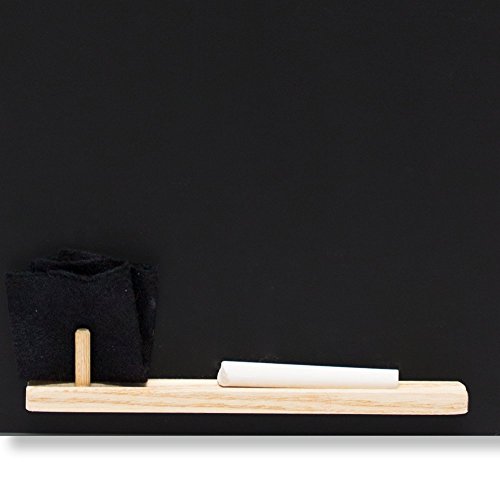 Chalkboards UK - Pizarra de cocina (alta y fina, con cuerda, bandeja y tiza, madera), madera, negro, 60 x 26.5 x 1 cm