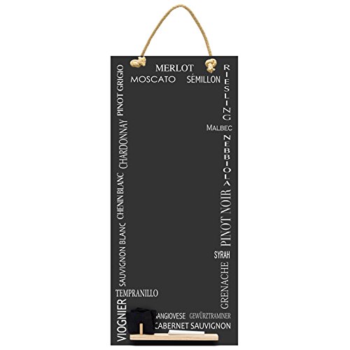 Chalkboards UK - Pizarra de cocina (alta y fina, con cuerda, bandeja y tiza, madera), madera, negro, 60 x 26.5 x 1 cm