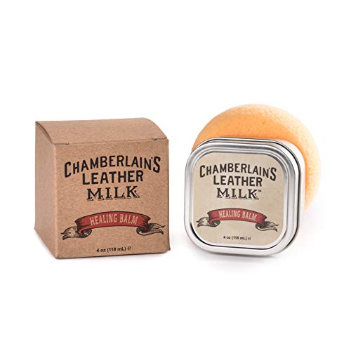 Chamberlain's Leather Milk - Bálsamo reparador y acondicionador Natural - para Cuero seco, Agrietado y dañado - con Esponja para su absorción