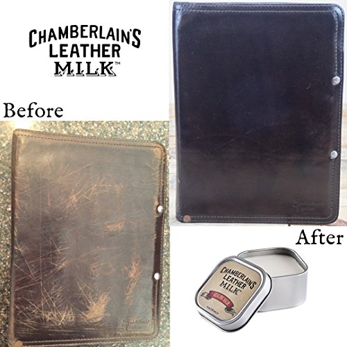 Chamberlain's Leather Milk - Bálsamo reparador y acondicionador Natural - para Cuero seco, Agrietado y dañado - con Esponja para su absorción