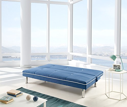 CHANCE FURNITURE Cambia Tus Muebles - Sofá Cama Sol, 1.90 cm 3 plazas, Clic clac Libro Azul