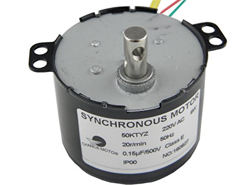 CHANCS 50KTYZ Motorreductor AC 220V 20RPM 6W Motor de Engranaje Imán Permanente síncrono