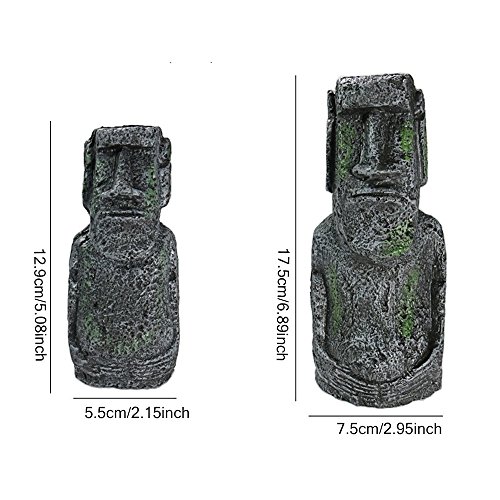 Changlesu - 2 piezas de figuras de cabeza de la antigua isla de Pascua retrato para acuario, pecera, decoración para el hogar o el escritorio, accesorios de decoración