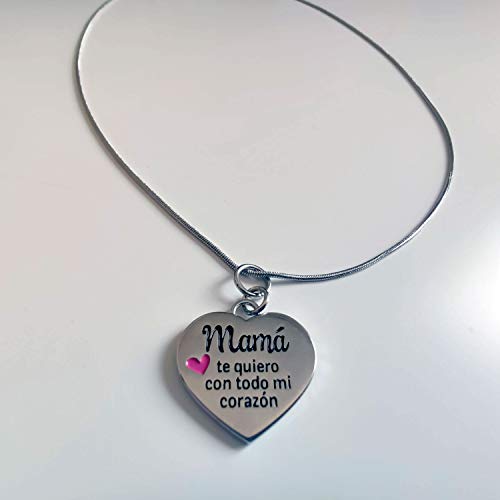 Charm o abalorio con Forma de corazón y el Mensaje Mamá te Quiero con Todo mi corazón. Puedes comprarlo Suelto con Llavero, Pulsera, o Collar. De aleación de Zinc mamá y Madres