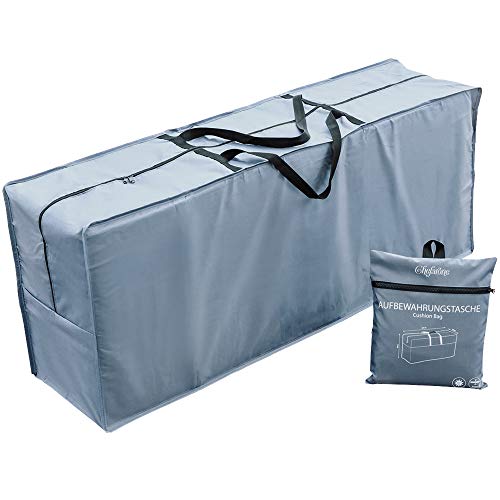 Chefarone Bolsa impermeable para cojines de jardín - Protege cojines sofas - cojines para sillas y muebles de jardin - Tela poliester gruesa - XL - 125 x 50 x 32 cm - Con bolsa de transporte y asa