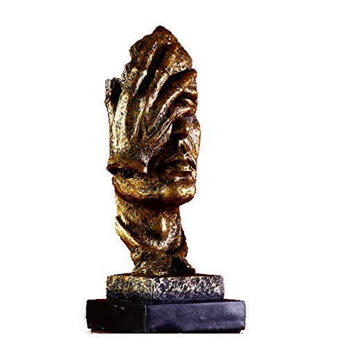 Chengyuejia Estatua De La Resina Hecha A Mano El Silencio Creativo Pintado A Mano Es Adornos De Oro Escultura De Decoración De Ministerio del Salón De Artesanía,Oro