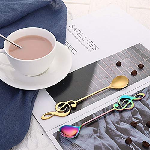 chenran Accesorios 1 UNID Nuevo Acero Inoxidable Notas Musicales Cuchara Café Té Cuchara Vajilla Colores Helado Creativo Herramientas Cocina Envío De La Gota Regalo (Color : 02)