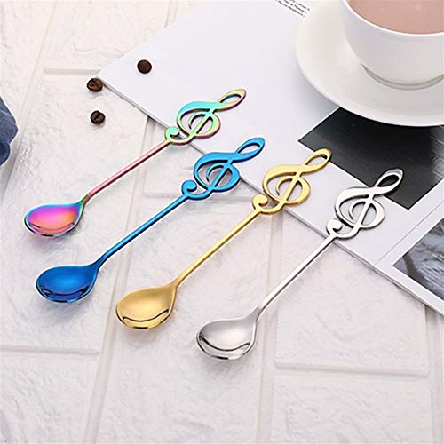 chenran Accesorios 1 UNID Nuevo Acero Inoxidable Notas Musicales Cuchara Café Té Cuchara Vajilla Colores Helado Creativo Herramientas Cocina Envío De La Gota Regalo (Color : 02)