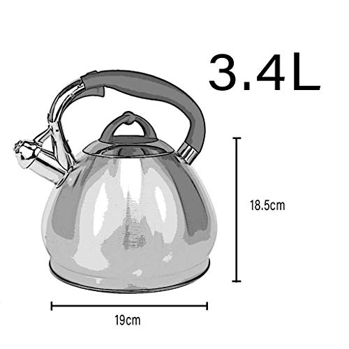 CHHD Hervidor 3.4L 304 de Acero Inoxidable Quemado de Fondo Compuesto Cocina de inducción de Gas silbido 1810 hogar Camping