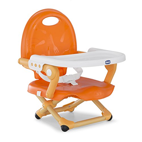 Chicco Pocket Snack Elevador asiento de silla regulable en 3 alturas para bebés, ligero 2 kg, color naranja (Mandarino)