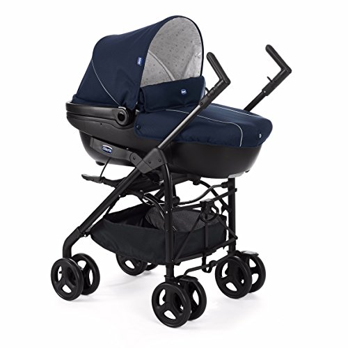 Chicco Trío Sprint - Cochecito de Paseo 3 en 1 con Capazo, Carrito y Silla de Coche, de 0 a 15 kg, Color Azul (Blue Passion)