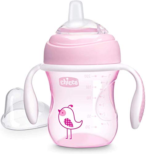 Chicco - Vaso de transición con boquilla de silicona, color rosa