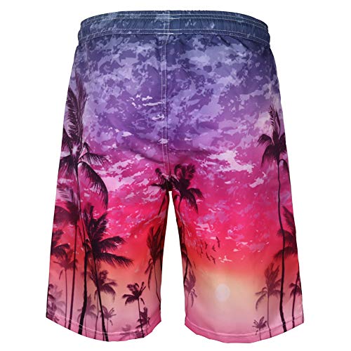 Chickwin Pantalones de Playa Estampados en 3D, Pantalón de Deporte para Hombre de Talla Grande Verano Pantalones de Entrenamiento Cortos de Playa (6XL,Rosa Morado)