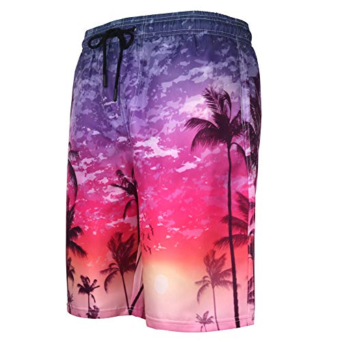 Chickwin Pantalones de Playa Estampados en 3D, Pantalón de Deporte para Hombre de Talla Grande Verano Pantalones de Entrenamiento Cortos de Playa (6XL,Rosa Morado)