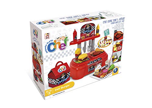 Chicos- Pequeño Chef Deli Burger, Hamburguesería de Juguete con 23 Accesorios, a Partir de 3 Años, Medidas - 50 x 32 x 40 cm (Fábrica 83007.0) , color/modelo surtido