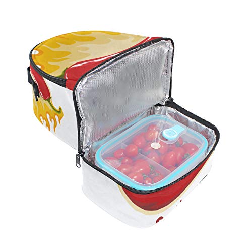 Chill Red Picante Pimienta Portátil Escuela Hombro Tote Bolsa de Almuerzo Bolso Niños Doble Caja de Almuerzo Reutilizable Aislador Enfriador Para Mujeres Estudiante Viaje al aire libre