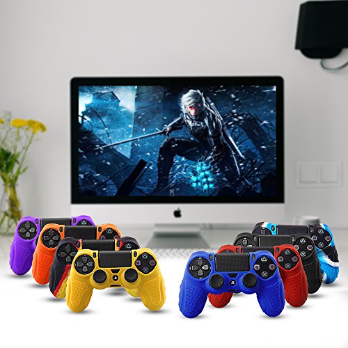 CHIN FAI PS4 Funda para Cubrir el Mando de PS4 con 4 Grips para Pulgares, Funda Antideslizante de Silicona, Carcasa Protectora para Mando de Sony PS4 / Slim/Pro