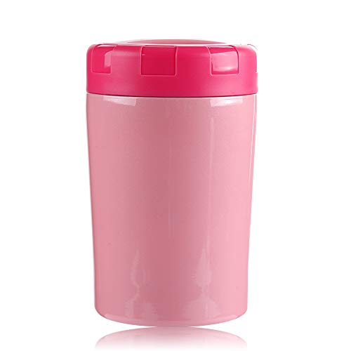 Chingde Frasco de Comida Caliente, 500 ml Recipiente de Comida Aislado Tarro de Comida de Acero Inoxidable con Recipiente de Comida térmica de Cuchara Plegable Termo para Sopa, Rosa