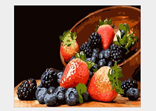 CHINZLK Sin Marco DIY Pintura Digital Pintada a Mano Sala de Estar Dormitorio colorante Fruta Fresa arándano Pintura al óleo Pintura Decorativa 40 * 50