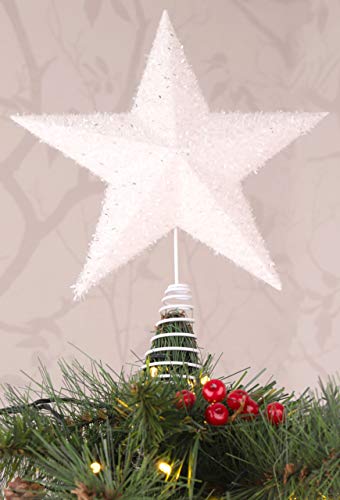 Christmas Concepts® Estrella Superior de árbol Blanco Brillante de 28 cm - Decoraciones navideñas