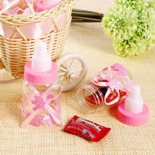 CHSYOO 24 x Rosado Baby niña Candy Bottle Caja de Regalo para Bautizo Baby Shower Babyshower Kids Party Garden Party Party Favor