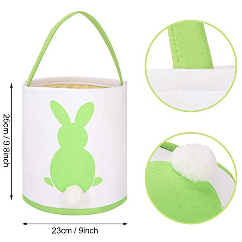 Chuangdi 2 Unidades Cesta de Huevo de Pascua Bolsa de Conejito de Pascua Bolsas de mMano Reutilizables Bolsas de Regalo del Partido de Pascua para Juegos de Caza de Huevos (Verde, Rosa)